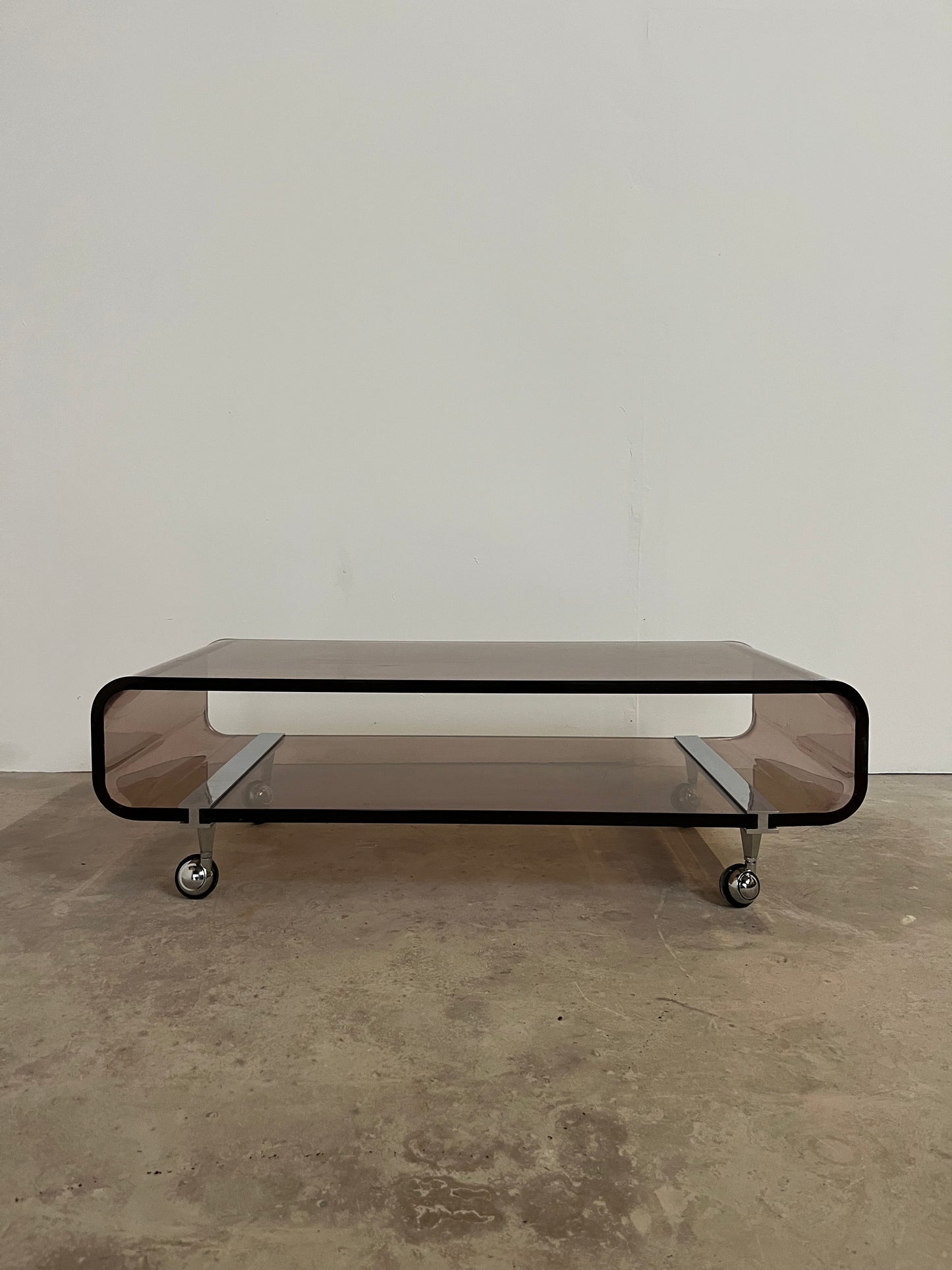 Table basse sur roulettes, design Michel Dumas, Roche Bobois, 1972