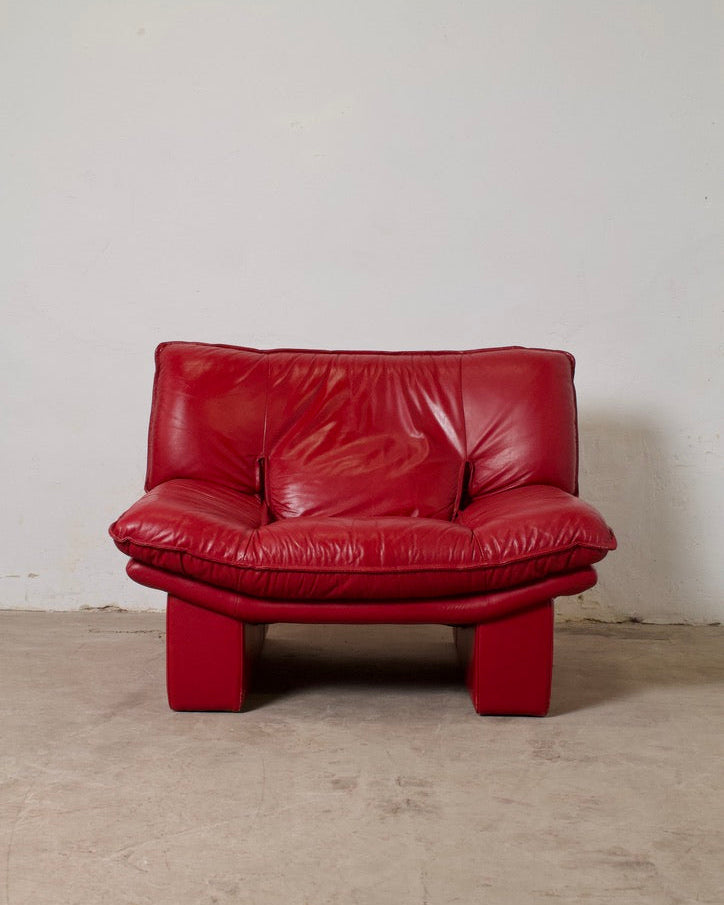 Fauteuil vintage cuir "Ambassador", Nicoletti Salotti, Italie, 1980