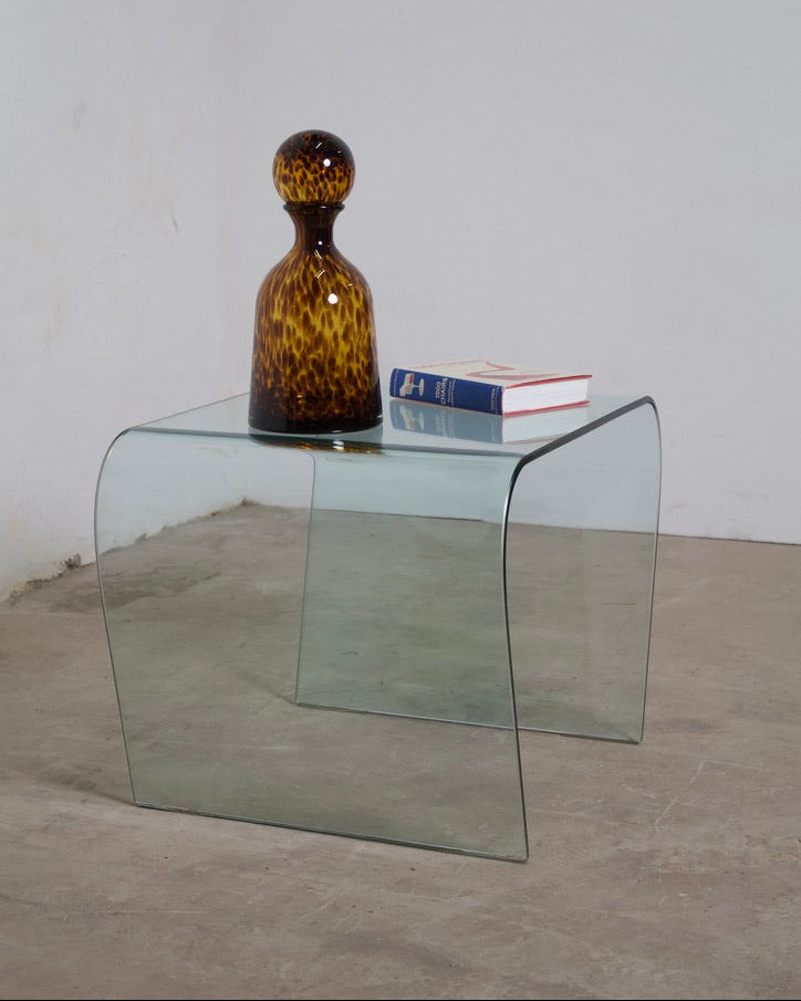 Bout de canapé / table basse transparente vintage verre trempé