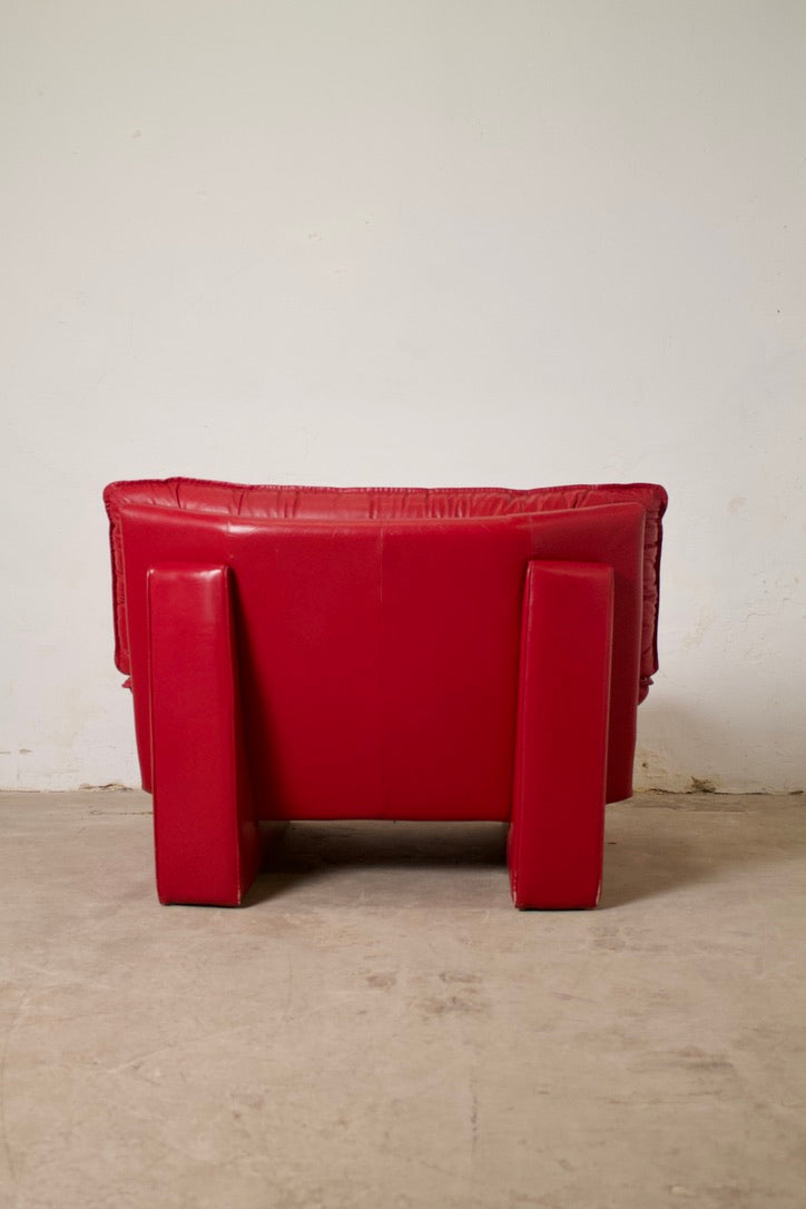Fauteuil vintage cuir "Ambassador", Nicoletti Salotti, Italie, 1980