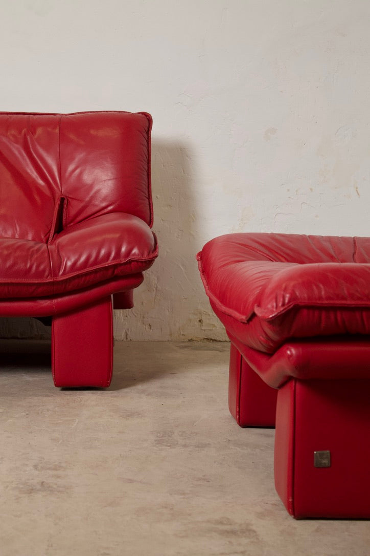 Fauteuil vintage cuir "Ambassador", Nicoletti Salotti, Italie, 1980