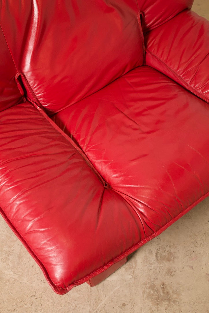 Fauteuil vintage cuir "Ambassador", Nicoletti Salotti, Italie, 1980