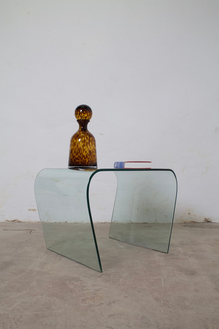 Bout de canapé / table basse transparente vintage verre trempé