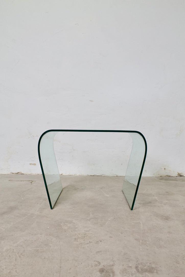 Bout de canapé / table basse transparente vintage verre trempé