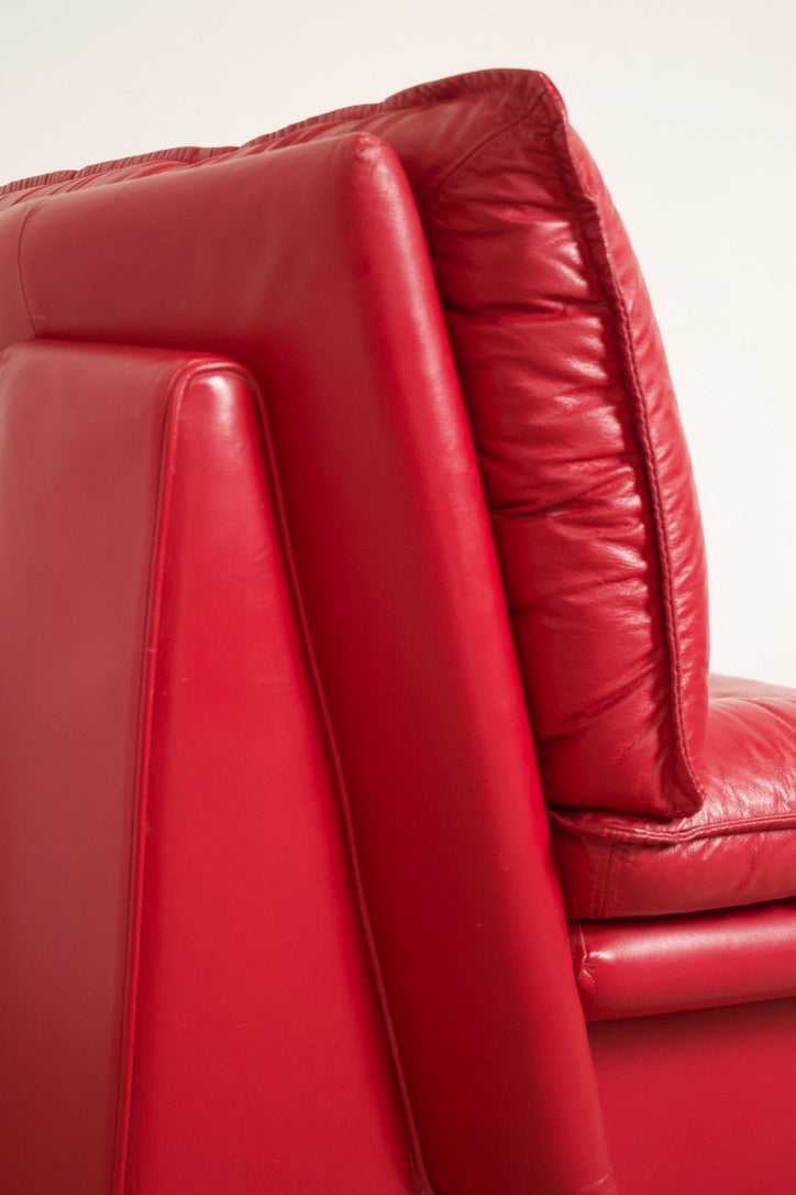 Fauteuil vintage cuir "Ambassador", Nicoletti Salotti, Italie, 1980