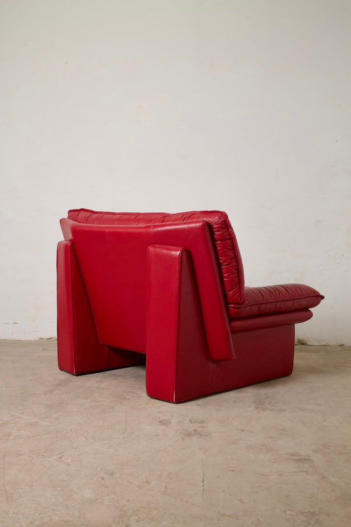 Fauteuil vintage cuir "Ambassador", Nicoletti Salotti, Italie, 1980