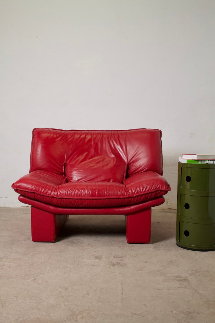Fauteuil vintage cuir "Ambassador", Nicoletti Salotti, Italie, 1980