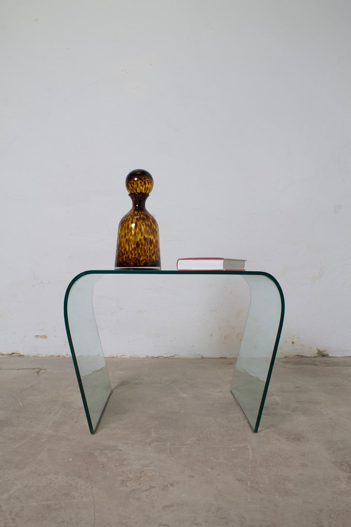 Bout de canapé / table basse transparente vintage verre trempé