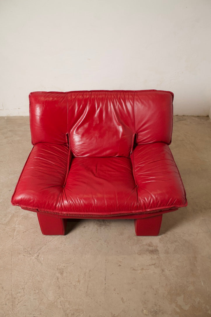 Fauteuil vintage cuir "Ambassador", Nicoletti Salotti, Italie, 1980
