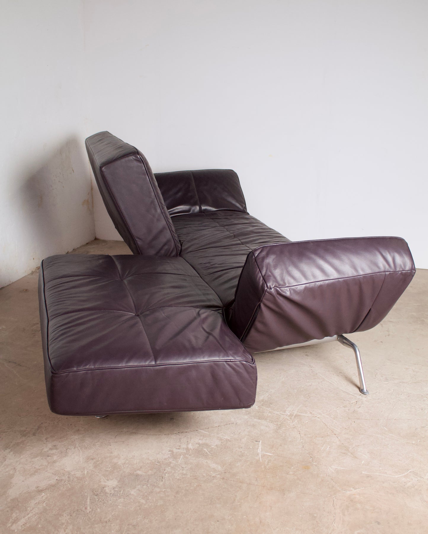 Canapé vintage cuir Smala pour Cinna, designer Pascal Mourgue, 2000