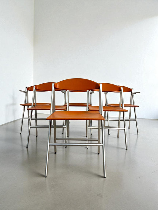 Lot de six chaises pliantes Donald, Studio Cerri & Associati, Poltrona Frau