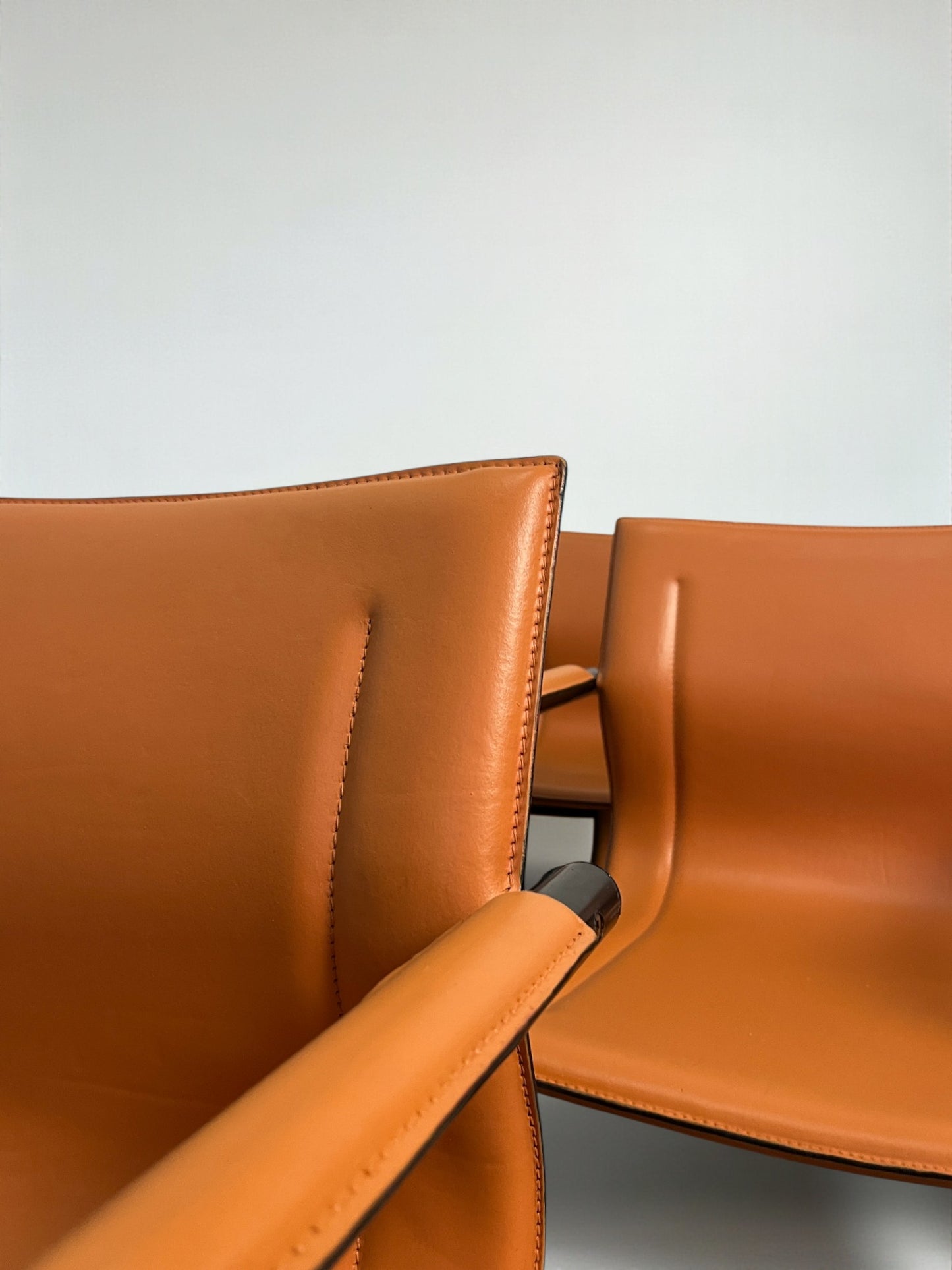 Set de 6 fauteuils cantilever en cuir par Matteo Grassi, modèle MG15, années 1970