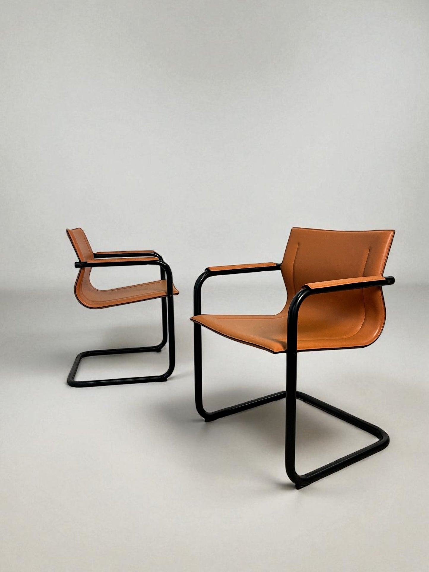 Set de 6 fauteuils cantilever en cuir par Matteo Grassi, modèle MG15, années 1970