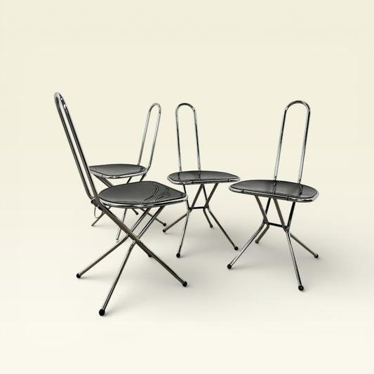 Ensemble de 4 chaises pliantes post-modernes, Niels Gammelgaard, Ikea , 1980